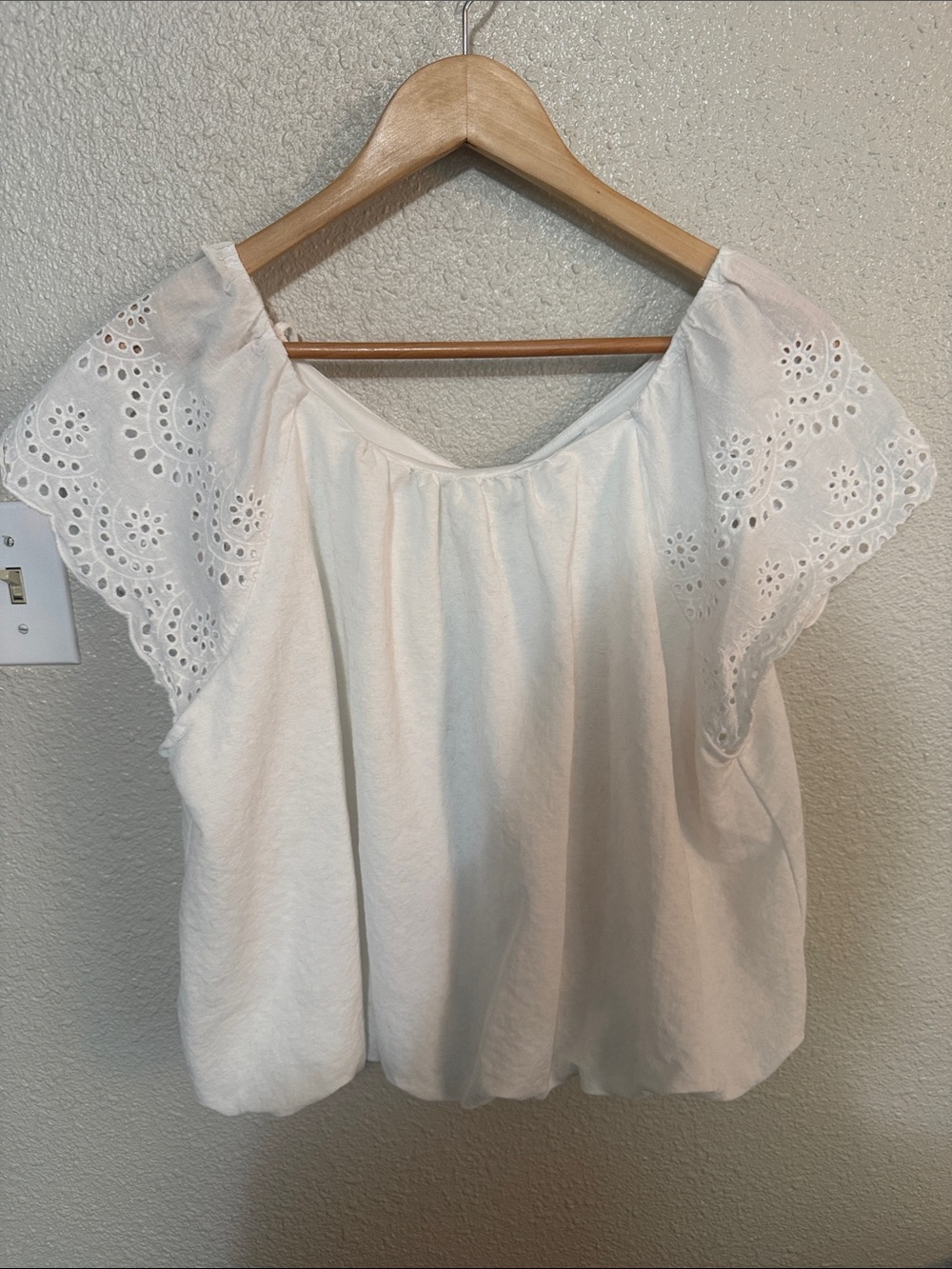 Harlow White Eyelet Flutter Sleeve Blouse